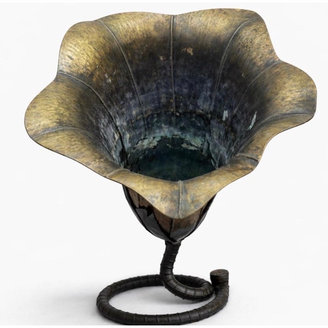 Modern Large Pair French Modern Forged Copper & Iron Sculptural Flower Vases, C. 1960s For Sale - Image 3 of 15