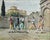 Grand Tour Antique Italian Lithograph Hand-Colored Set of 4 Traditional Dances & Games Silk Mats Gilt Frames For Sale - Image 3 of 16