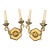 1970s Traditional Shiny Brass Wall Lights in the Style of Baldwin, Double Lights, a Pair For Sale