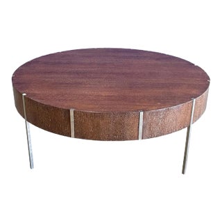 Oak & Satin Nickel Finish Oliver Coffee Table From the Madeline Stuart Collection For Sale