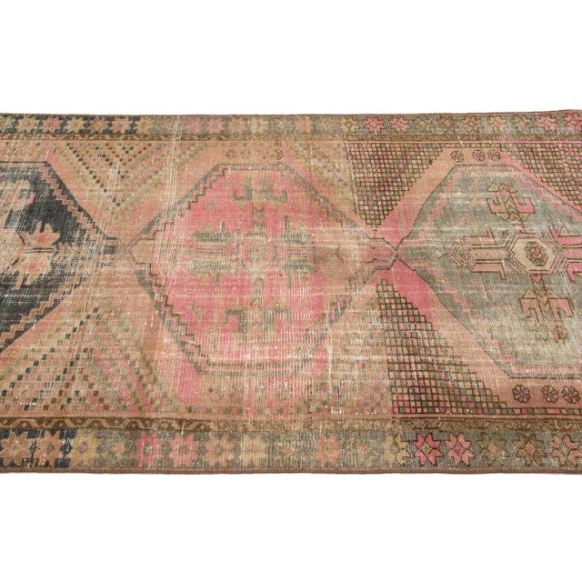 Mid 20th Century Mid 20th Century Vintage Persian Distressed Peach Handmade Medallion Wool Rug For Sale - Image 5 of 11