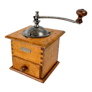 Vintage Japy Frères Wooden Manual Coffee Grinder For Sale