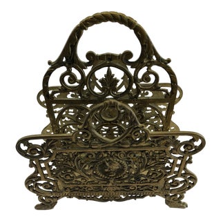 Rococo Brass Magazine Holder For Sale