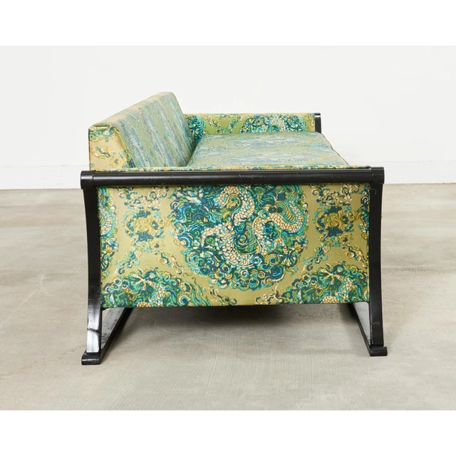 Mid 20th Century Midcentury James Mont Style Lacquered Gondola Dragon Sofa For Sale - Image 5 of 17