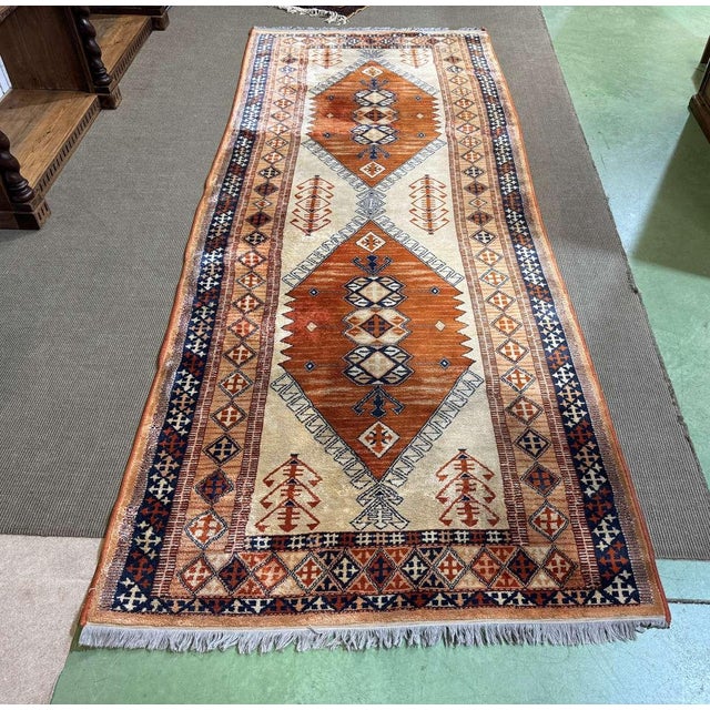 Brown and Beige Handmade Wool Rug For Sale - Image 15 of 15