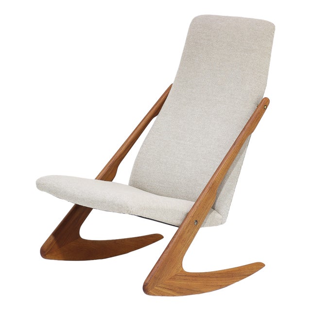Boomerang Rocking Chair attributed to Mogens Kold in Teak, Denmark 1960s For Sale