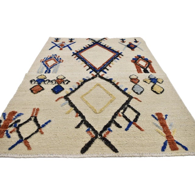 Tribal High-Low Moroccan Vintage Style Rug - 04'01 X 06'02 For Sale - Image 3 of 7