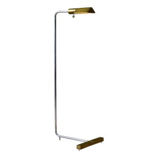 Cedric Hartman Narrow Shade Brass and Stainless Steel Floor Lamp For Sale