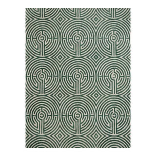 Lucca Hand-Tufted Maze Rug, Boxwood Green, 6x9 For Sale