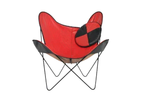 Mid Century Red + Black Vinyl Butterfly Lounge Chair