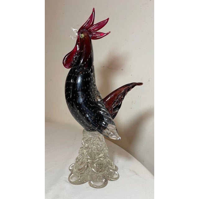 Vintage Hand Blown Glass Murano Italian Bird Rooster Chicken Statue Sculpture For Sale In New York - Image 6 of 14