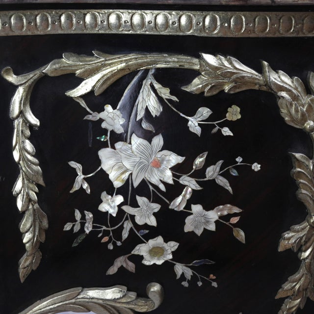 Sienna French Louis XV Style Convex Chinoiserie Painted Chest of Drawers For Sale - Image 8 of 12
