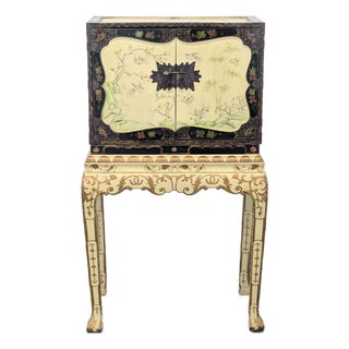 Vintage Chinoiserie Lacquered Jewelry Chest For Sale