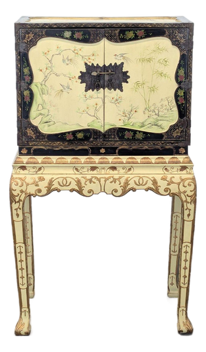 Vintage Chinoiserie Lacquered Jewelry Chest