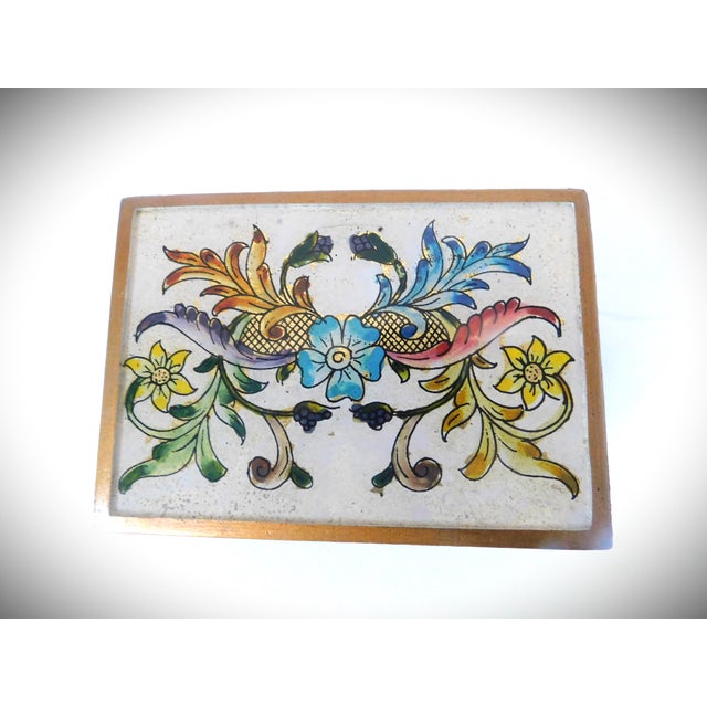 Vintage Hand Painted Floral Jewelry Trinket Box For Sale - Image 4 of 9