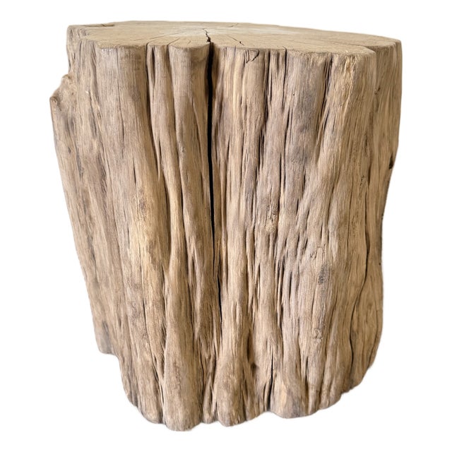 Vintage Elm Wood Stump Side Table #61626b For Sale