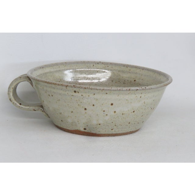 Pulick Mid Century Modern Stoneware Clay Bowl With Handle 4641b For Sale - Image 14 of 14
