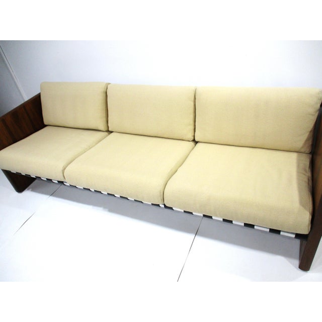 Selig Rosewood Leather Strap Sofa For Sale In Cincinnati - Image 6 of 13
