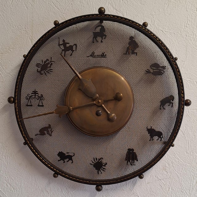 Mid-Century German Zodiac Sign Wall Clock by Mauthe, 1950s For Sale - Image 6 of 6