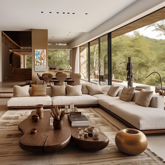 Tan Make It Rain - Tall Colorful Abstract Organic Shape Art on Canvas Original Artwork by Rue Bootay For Sale - Image 8 of 9