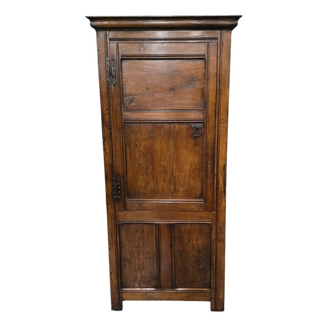 Oak Food Cupboard with Iron Hinges and Handles, 1920 For Sale