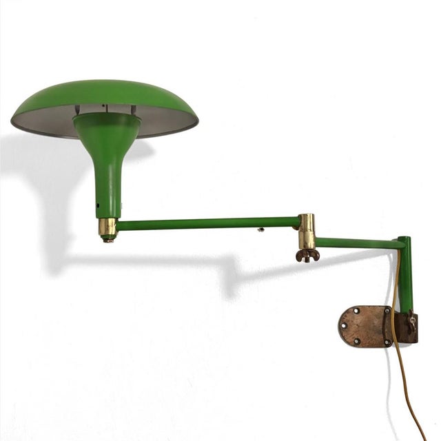 Metal Modernist Adjustable Wall Lamp in Steel and Brass from Upsala Armaturfabrik, Sweden, 1940s For Sale - Image 7 of 15