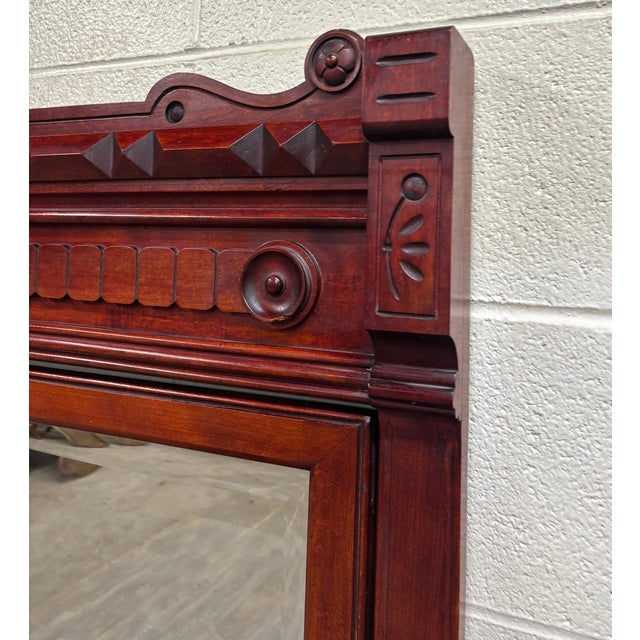 Late 19th Century Antique Victorian Eastlake Marble Top Walnut Dresser With Mirror For Sale - Image 5 of 13