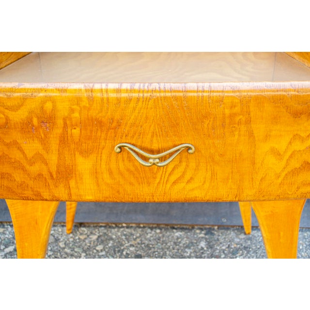 1950s Vintage Bedside Tables in Wood and Glass, Italy, 1950s, Set of 2 For Sale - Image 5 of 6