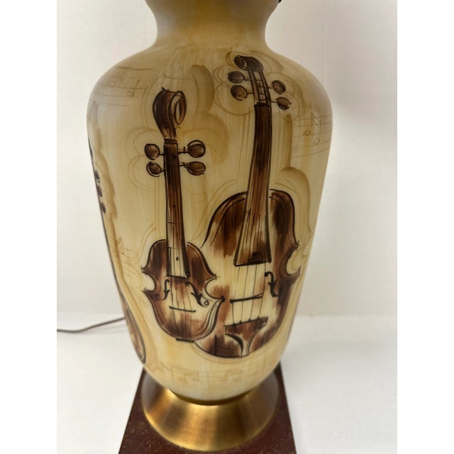 1950s Mid-Century Modern Hand Painted Musical Lamp For Sale - Image 4 of 10
