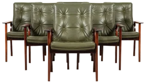 Midcentury Danish Chairs in Rosewood and Leather by Arne Vodder for Sibast, Set of 6