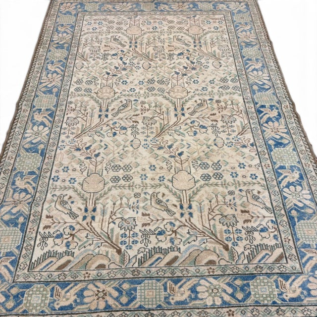 Persian Antique Malayer Rug 4x6| a Delicate Floral Garden With Birds For Sale - Image 3 of 5