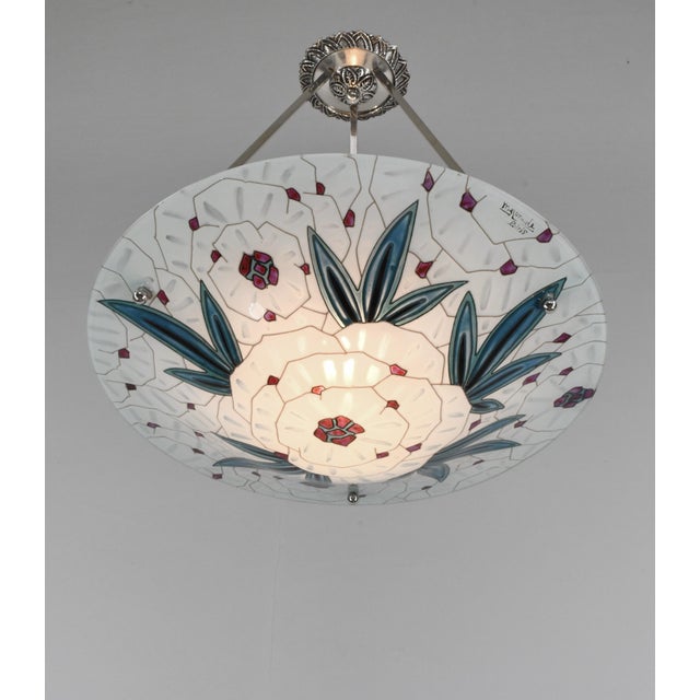 Large French Art Deco Pendant Light by Maxonade - 1930 Chandelier France For Sale - Image 4 of 15