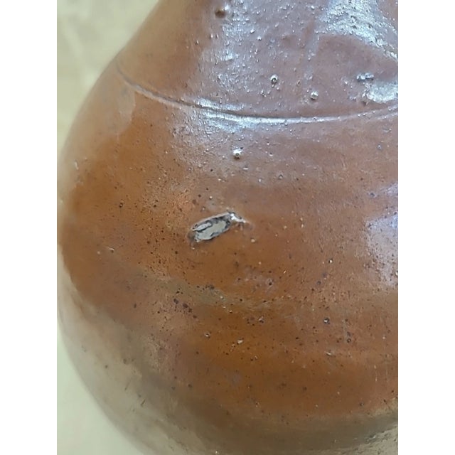 Ceramic Antique Americana Primitive Redware Jug / Whiskey Jug — 9" Hand-Thrown For Sale - Image 7 of 14