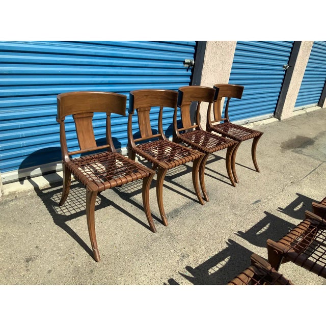 1990s Klismos Style Solid Walnut Dining Chairs - Set of 8 For Sale - Image 4 of 8
