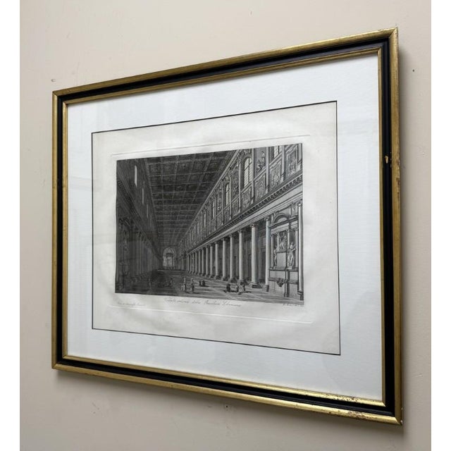 Traditional 19th Century Engraving of the Interior of the Basilica of Santa Maria Maggiore in Rome For Sale - Image 3 of 15