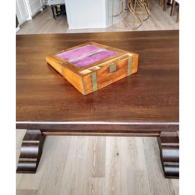 19th Century Antique English Victorian Era Travel Desk Writing Slope Box For Sale - Image 5 of 12