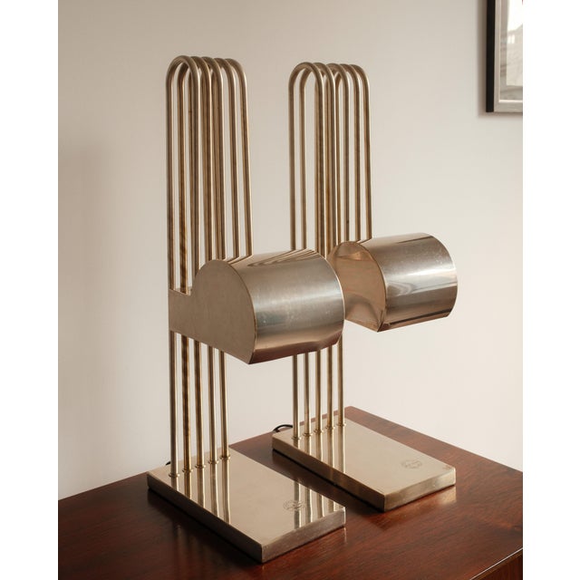 Bauhaus Art Deco Style Architectural Table Lamps by Marcel Breuer, 1970s, Set of 2 For Sale - Image 3 of 7