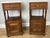 A beautiful pair of Antique French bedside tables featuring elegant marble tops and richly grained oak, showcasing classic...