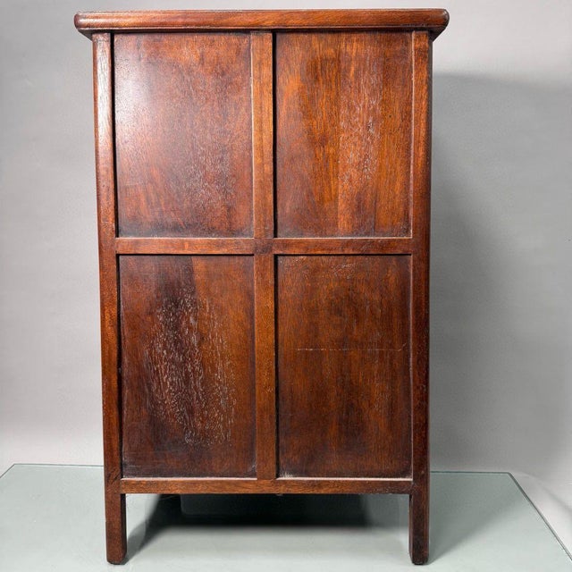 Wood 1990s Carved Hardwood Two-Door Cabinet With Plum Blossom Motifs For Sale - Image 7 of 9