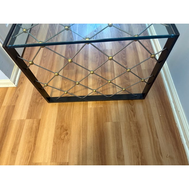 Mid-Century Modern Carole Gratale Designed Latticed Bronze/Steel Coffee Table For Sale - Image 3 of 6
