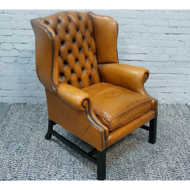 1960s Chesterfield Wingback Armchair, England, 1960s For Sale - Image 5 of 16