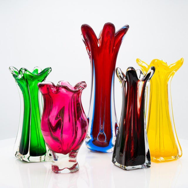 Murano Multi-Coloured Glass Vases, Italy, 1970s, Set of 5 For Sale - Image 16 of 18
