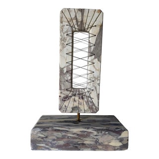 1980’s Italian Postmodern Geometric Abstract Carved Calacatta Viola Marble Sculpture For Sale