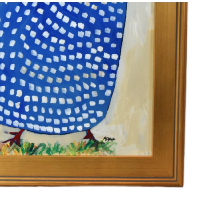 Original one-of-a-kind folk art oil painting of a hen, chicken, or rooster on stretched artist canvas. The talented artist...