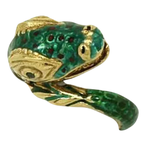 Enamel & Emerald 18k Yellow Gold Snake Ring, Size 7