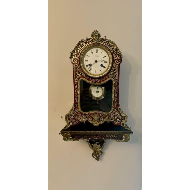 Antique French Boulle Bracket Clock with Original Bracket, 1860 For Sale - Image 4 of 8