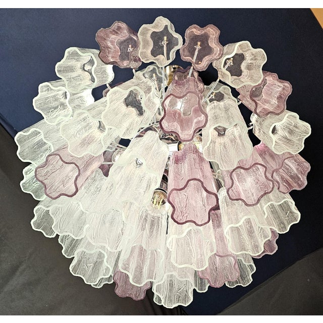 Vintage Chandelier with Truncated Murano Glass in Crystal and Amethyst., 2003 For Sale - Image 6 of 13