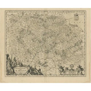 Antique Map of the Region of Maine by Janssonius, 1650 For Sale