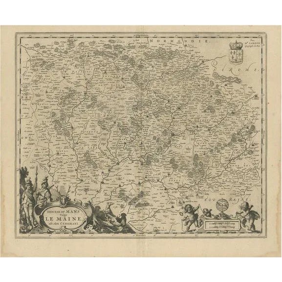 Antique Map of the Region of Maine by Janssonius, 1650 For Sale