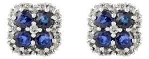 925 Sterling Silver September Birthstone Stud Earrings With Diamond - A Pair